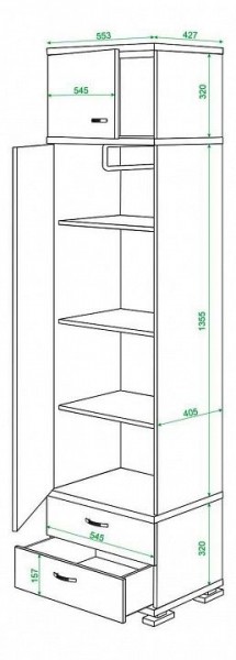 Шкаф платяной Домино КС-10 в Ноябрьске - noyabrsk.mebel24.online | фото 3