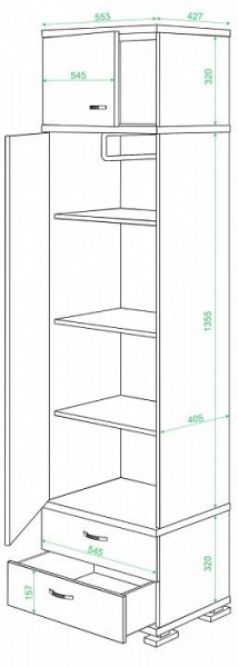 Шкаф платяной Домино КС-10 в Ноябрьске - noyabrsk.mebel24.online | фото 2