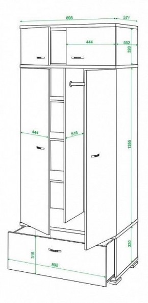 Шкаф платяной Домино КС-20 в Ноябрьске - noyabrsk.mebel24.online | фото 3