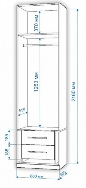 Шкаф платяной Нобиле Пл-60/60 в Ноябрьске - noyabrsk.mebel24.online | фото 2