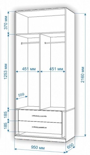 Шкаф платяной Нобиле Пл-95/60 в Ноябрьске - noyabrsk.mebel24.online | фото 2