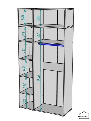 Шкаф с антресолью Linnea MHR-3A-1 2450х1200х510 (Графит-М 11.1.25) в Ноябрьске - noyabrsk.mebel24.online | фото 3