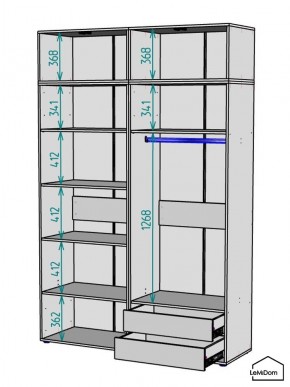 Шкаф с антресолью Linnea MHR-4POA-2 2450х1600х510 (Белый-М 11.1.2) в Ноябрьске - noyabrsk.mebel24.online | фото 3