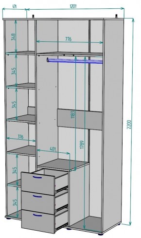 Шкаф с зеркалом Ольга H57_M в Ноябрьске - noyabrsk.mebel24.online | фото 2