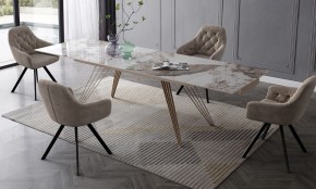 Стол ACERRA NEW 160 GLOSS LUXURY PANDORA SOLID CERAMIC/ каркас цвета шампань, ®DISAUR в Ноябрьске - noyabrsk.mebel24.online | фото 3