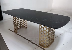 Стол CHIAVARI 220 KL-116 Черный мрамор матовый, итальянская керамика / бронзовый, ®DISAUR в Ноябрьске - noyabrsk.mebel24.online | фото 4