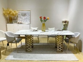 Стол CHIAVARI 220 KL-188 Контрастный мрамор матовый, итальянская керамика / Шампань, ®DISAUR в Ноябрьске - noyabrsk.mebel24.online | фото 2