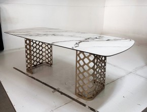 Стол CHIAVARI 220 KL-188 Контрастный мрамор матовый, итальянская керамика / Шампань, ®DISAUR в Ноябрьске - noyabrsk.mebel24.online | фото 6
