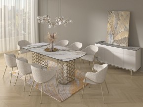 Стол CHIAVARI 220 KL-188 Контрастный мрамор матовый, итальянская керамика / Шампань, ®DISAUR в Ноябрьске - noyabrsk.mebel24.online | фото 9
