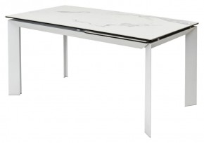 Стол CREMONA 140 HIGH GLOSS STATUARIO Белый мрамор глянцевый, керамика/ белый каркас, ®DISAUR в Ноябрьске - noyabrsk.mebel24.online | фото 1