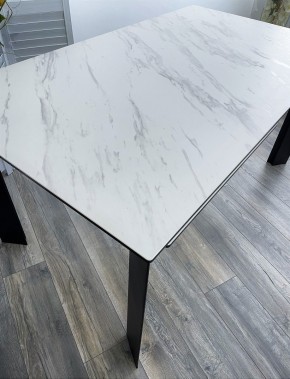 Стол CREMONA 180 KL-99 Белый мрамор матовый, итальянская керамика / черный каркас, ®DISAUR в Ноябрьске - noyabrsk.mebel24.online | фото 2