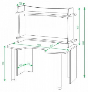 Стол компьютерный Домино lite СКЛ-Игр140 в Ноябрьске - noyabrsk.mebel24.online | фото 2