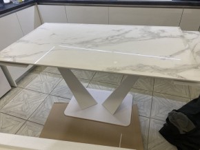 Стол Ниагара 140 БЕЛЫЙ МРАМОР, стекло / БЕЛЫЙ, М-City в Ноябрьске - noyabrsk.mebel24.online | фото 4