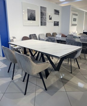 Стол RIETI 200 KL-99 Белый мрамор матовый, итальянская керамика / черный каркас, ®DISAUR в Ноябрьске - noyabrsk.mebel24.online | фото 3