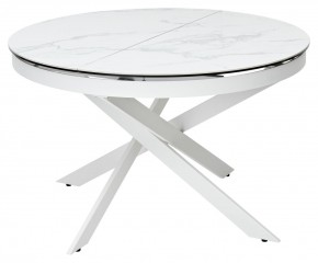 Стол TRENTO 120 HIGH GLOSS STATUARIO Белый мрамор глянцевый, керамика/ белый каркас, ®DISAUR в Ноябрьске - noyabrsk.mebel24.online | фото 1