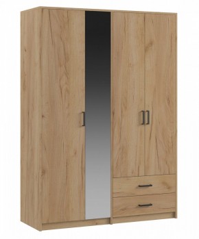 СВЕТЛАНА LOFT Шкаф 4 двери с зеркалом (дуб золотой) в Ноябрьске - noyabrsk.mebel24.online | фото
