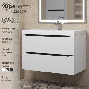 Тумба под раковину Uperwood Tanos 80 см, подвесная, белая/графит в Ноябрьске - noyabrsk.mebel24.online | фото 3