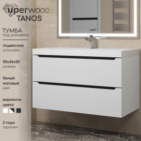 Тумба под раковину Uperwood Tanos 90 см, подвесная, белая/графит в Ноябрьске - noyabrsk.mebel24.online | фото 3